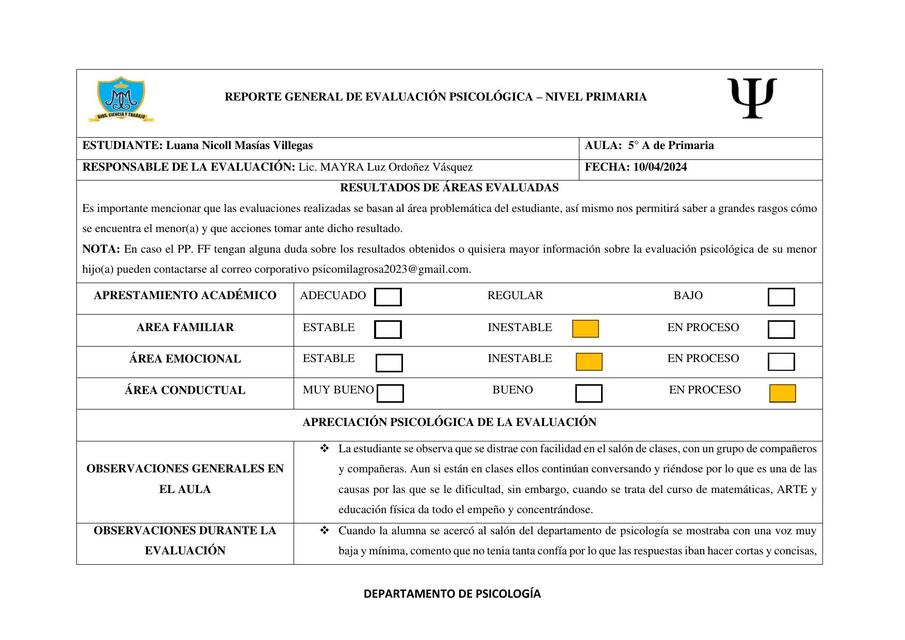 Evaluación psicológica  