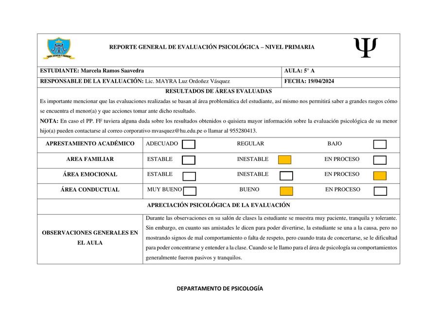 Reporte Psicología    