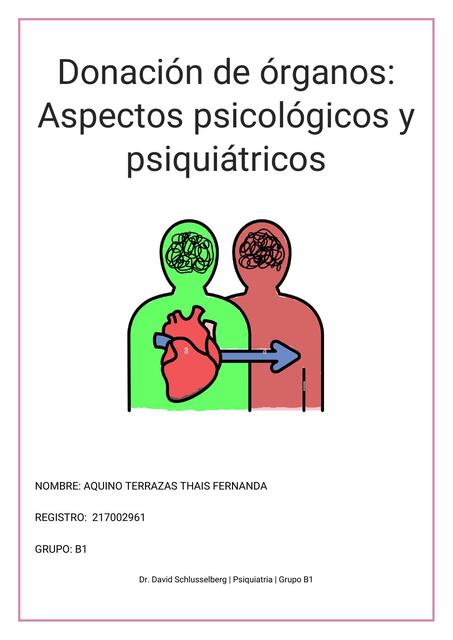 Donación de órganos:Aspectos psicológicos y psiquiátricos 