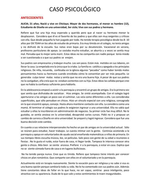 Procesos de Evaluación Psicológica Caso 1