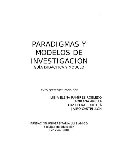 PARADIGMAS Y MODELOS DE INVESTIGACIÓN