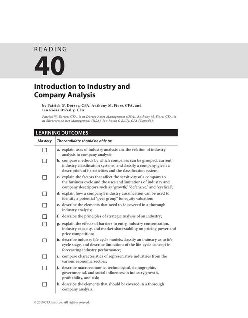 Introduction to Industry and Company Analysis