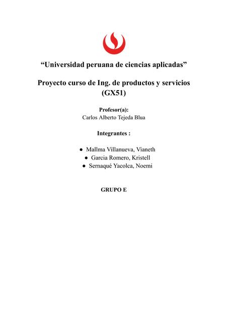 Proyecto curso de Ingeniería de productos y servicios  