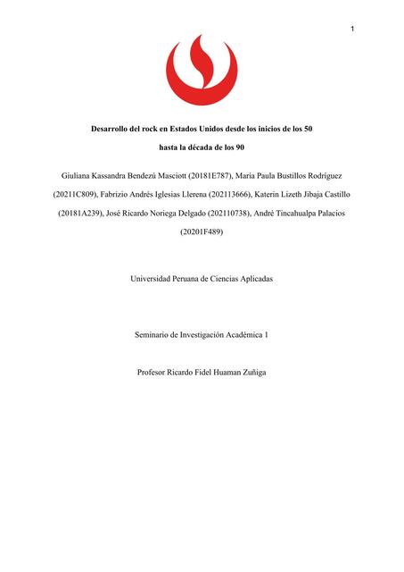 Desarrollo del rock en Estados Unidos desde los inicios de los 50 hasta la década de los 90