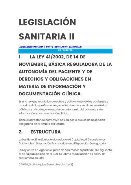 LEGISLACIÓN SANITARIA II