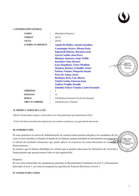  Matematica Financiera