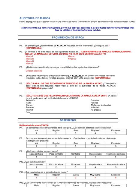 Auditoria de marca Plantilla