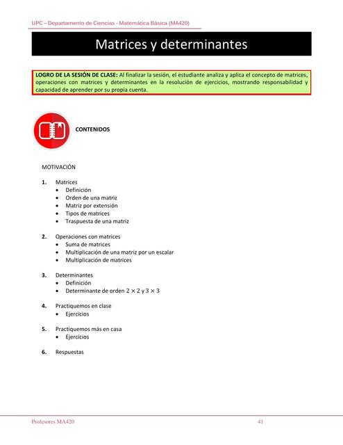 Matrices y determinantes