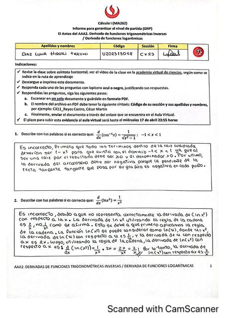 Derivada de Funciones Trigonométricas Inversas 