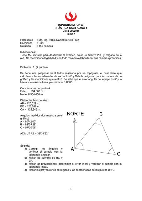 Topografía- Práctica Calificada 