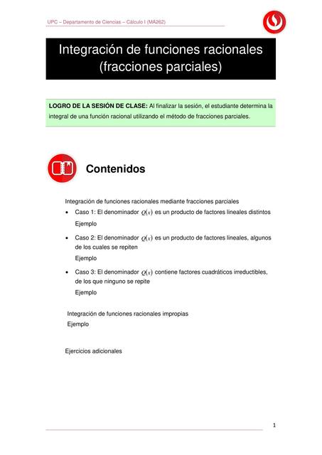 Integración de Funciones Racionales 