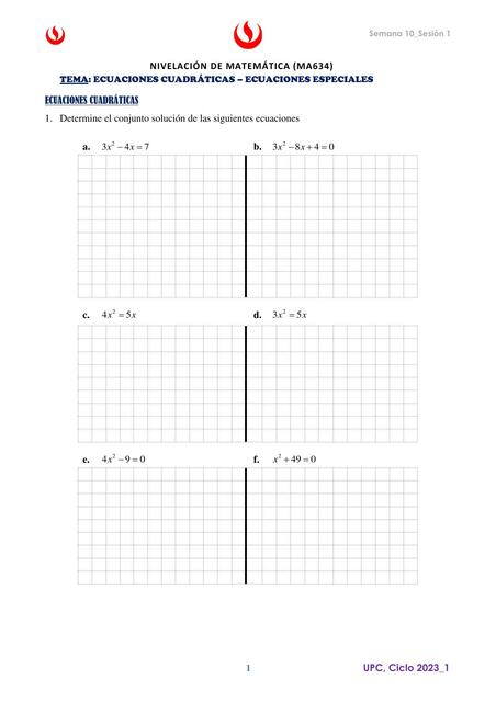 Ecuaciones Cuadráticas- Ecuaciones Especiales 