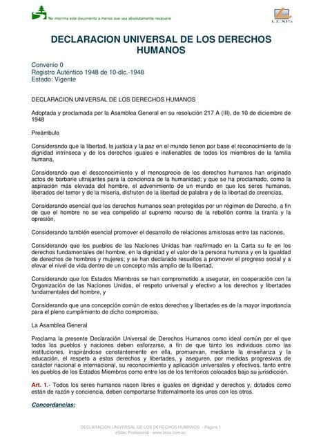 Reporte de lectura de la declaración universal de los derechos humanos