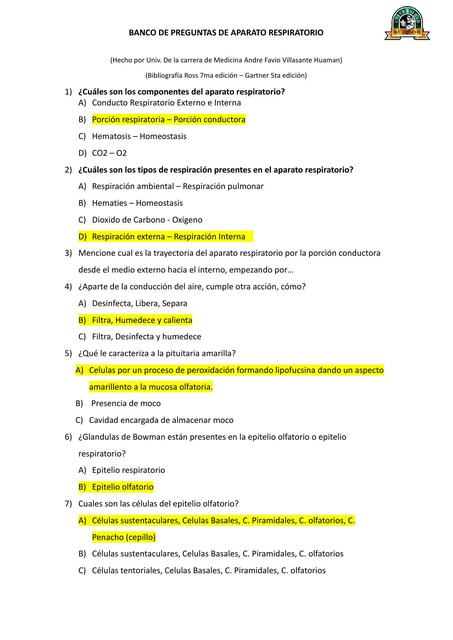 Quiz Aparato Respiratorio - UDABOL LPZ