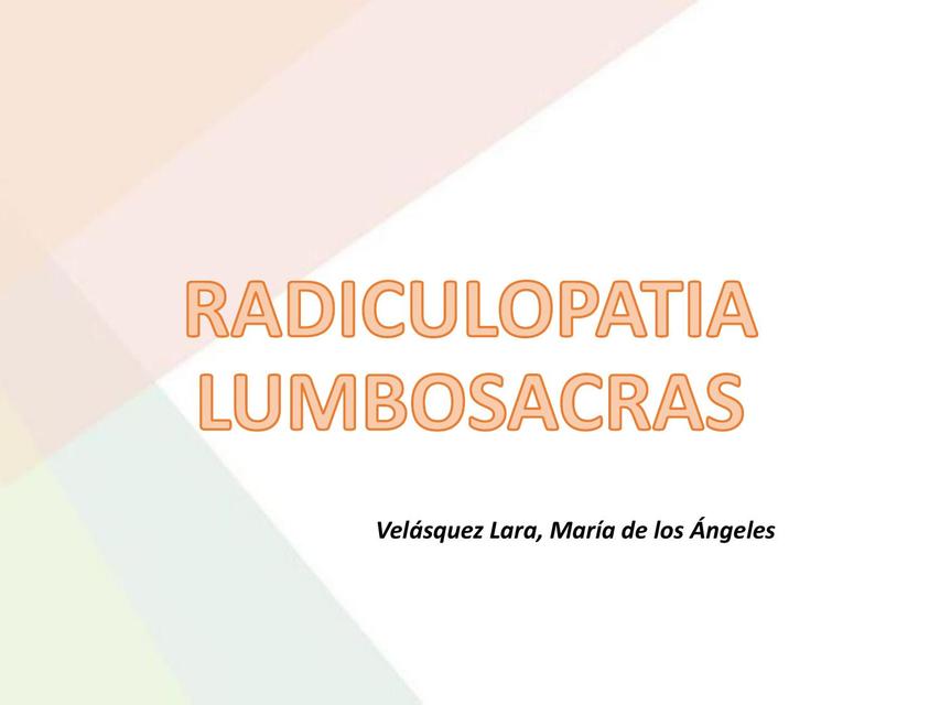 Radiculopatia lumbrosacra