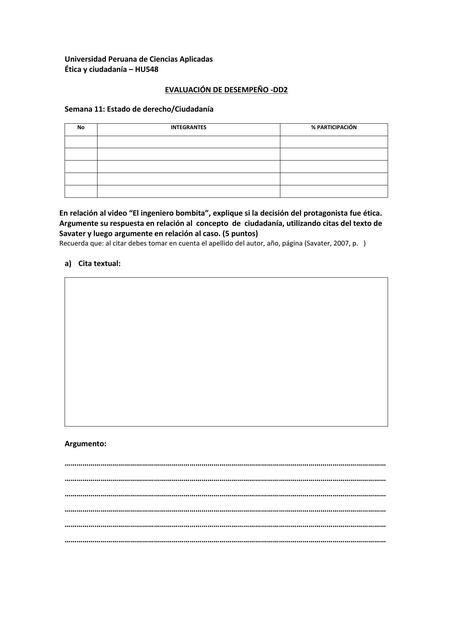 Evaluación de Desempeño- Ética y Ciudadanía 