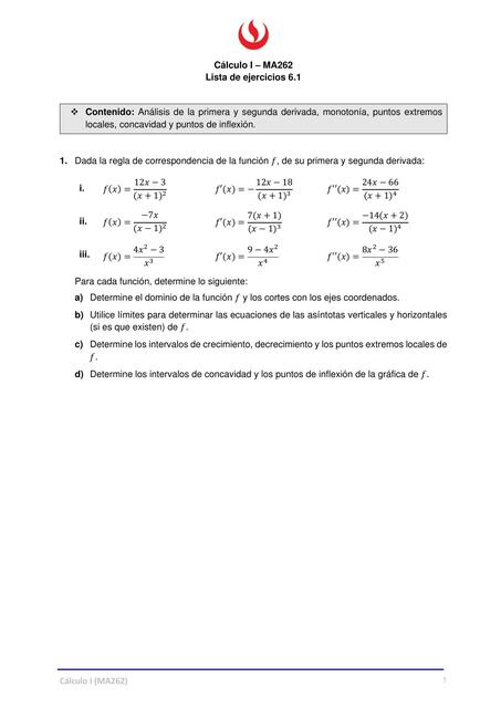 Lista de Ejercicios de Cálculo 