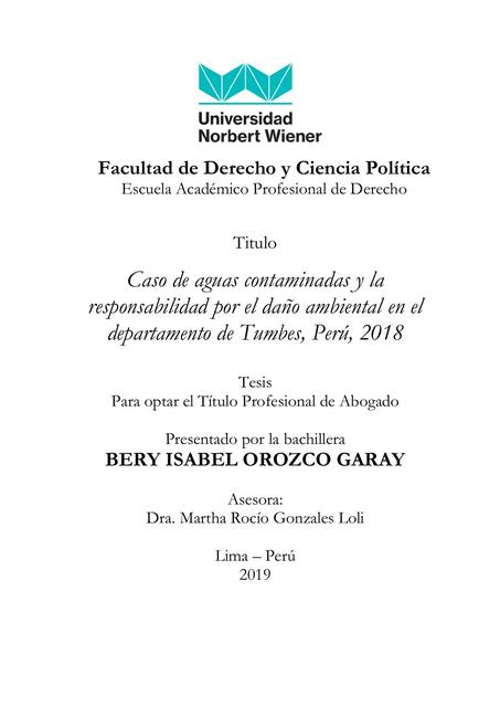 Caso de Aguas Contaminadas y la Responsabilidad por el Daño Ambiental 