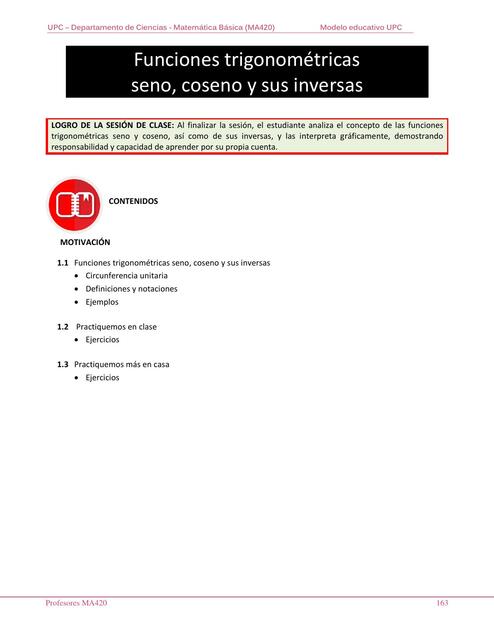  Funciones trigonométricas seno, coseno y sus inversas 