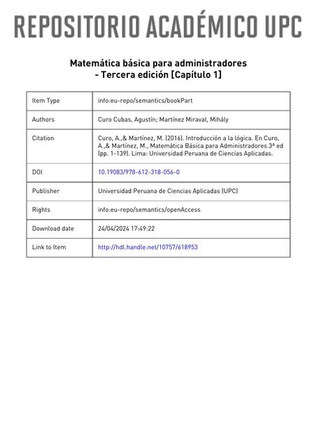 Matemática Básica para administradores  