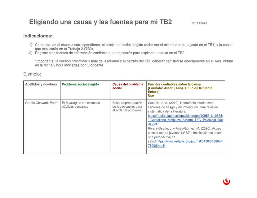 Eligiendo una Causa y las Fuentes para mi TB2 