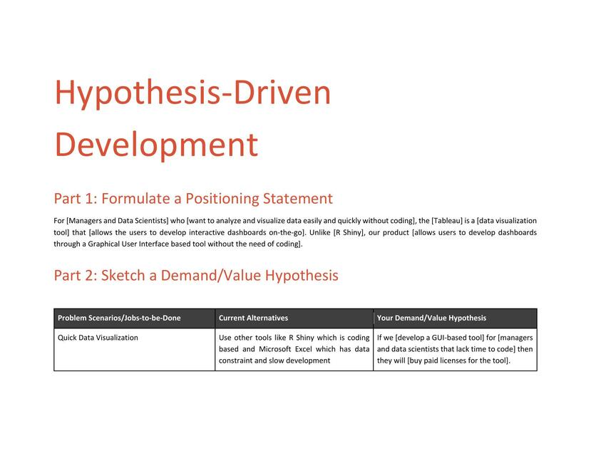 Hypothesis Driven Development