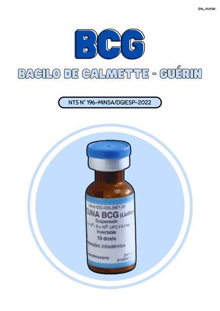 VACUNA BCG: BACILO DE CALMETTE - GUÉRIN - NTS N°196 MINSA 2022