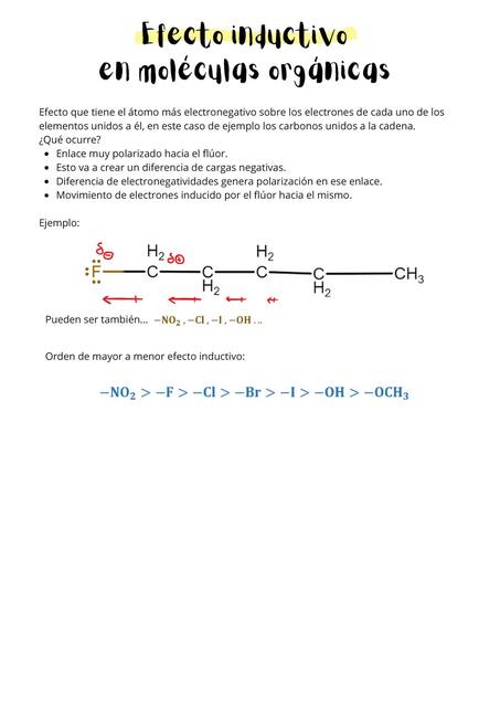 Efecto Inductivo - Moléculas Orgánicas | Manuela | uDocz