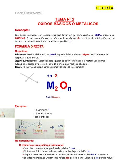 Óxidos básicos o metalicos