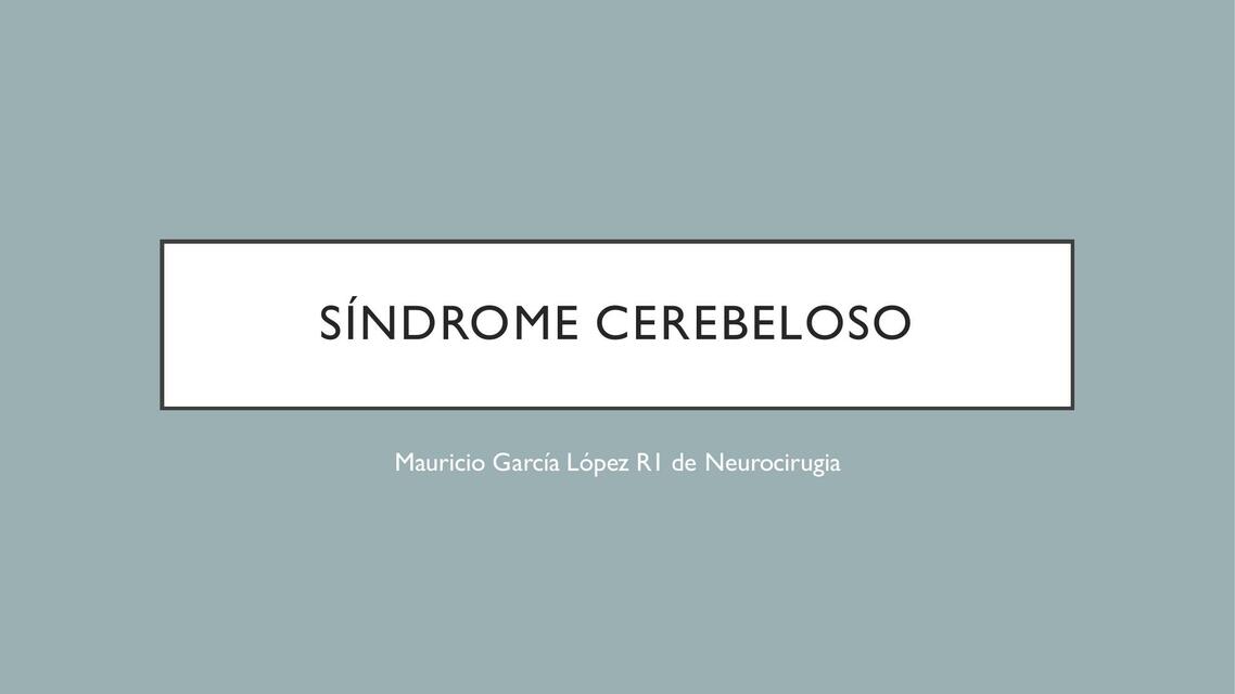 Sindrome Cerebeloso