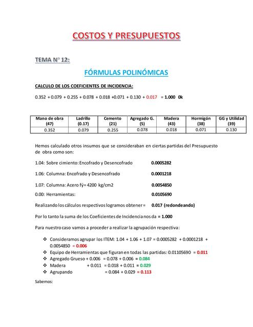 FORMULAS POLINOMICAS