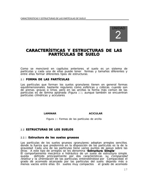  Características y estructuras de las partículos de suelo 