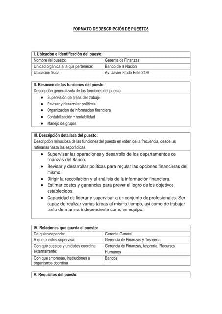 120 Descripciones De Puestos _ Manual de Descripciones de Puestos y ...