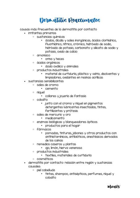 Dermatitis Reaccionales