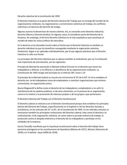 Derecho colectivo de la constitución del resumen