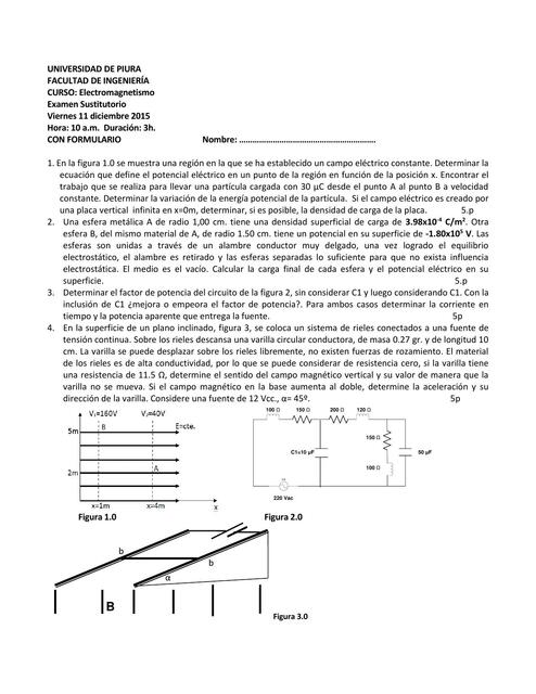 Electromagnetismo- Examen Sustitutorio 