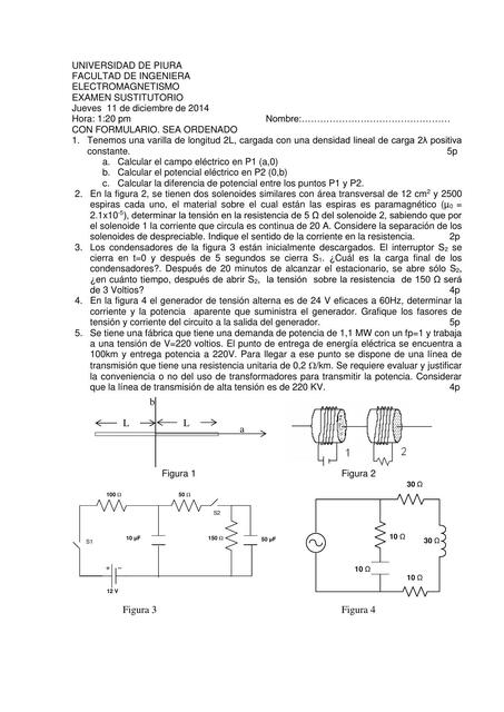 Electromagnetismo- Examen Sustitutorio 