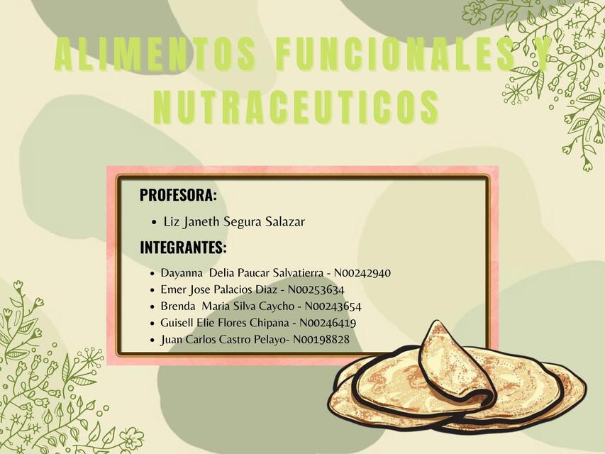 Alimentos funcionales nutracéuticos  