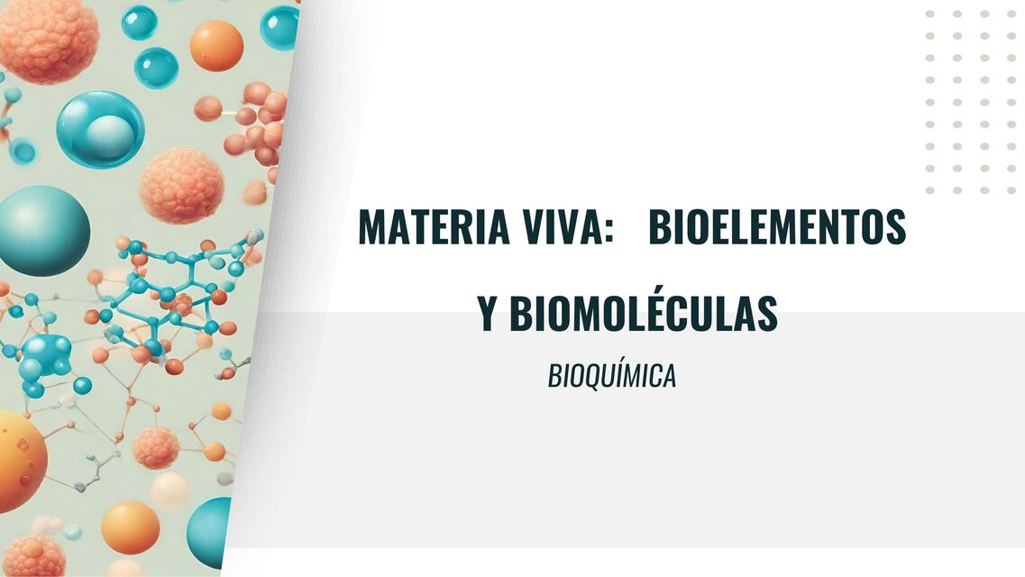 Materia viva: bioelementos y biomoléculas | Shelly Vargas | uDocz
