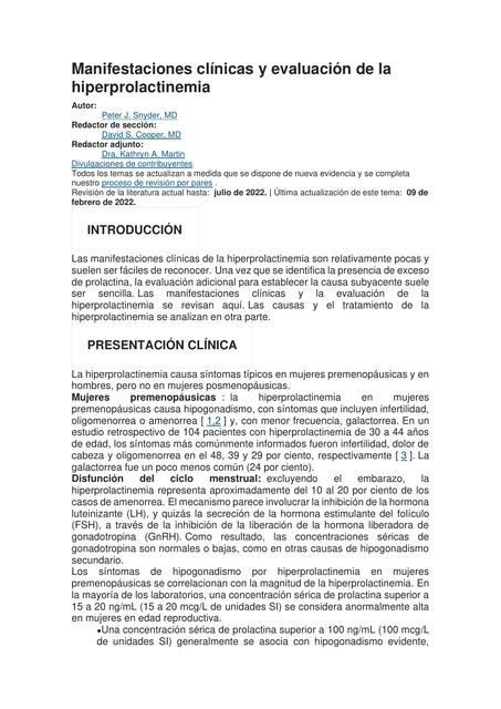 Manifestaciones clínicas y evaluación de la hipe