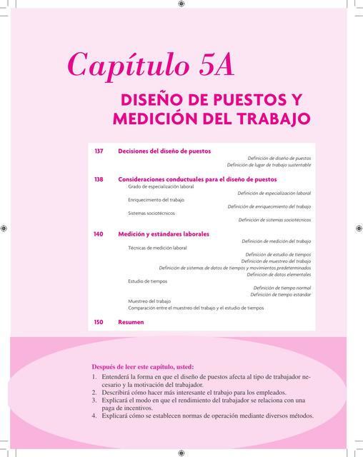 Diseño de Puestos y Medición del Trabajo 