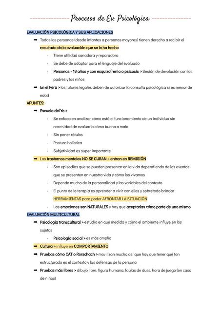 Procesos de Evaluación Psicológica