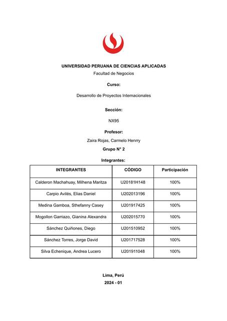 Desarrollo de Proyectos Internacionales 