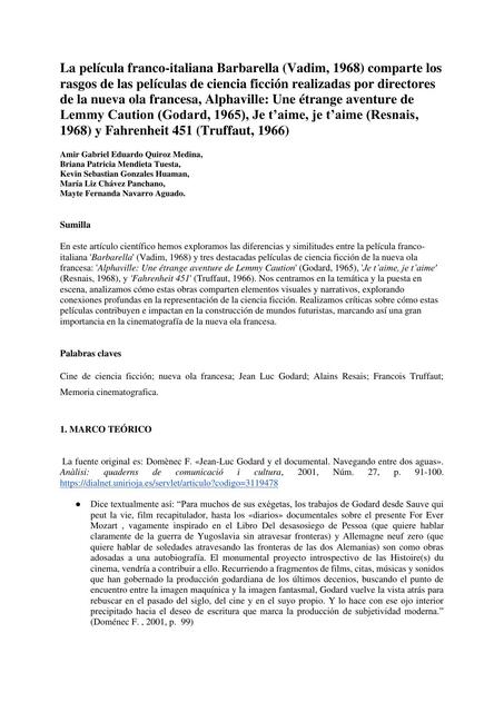 Investigación final sobre el cine francés