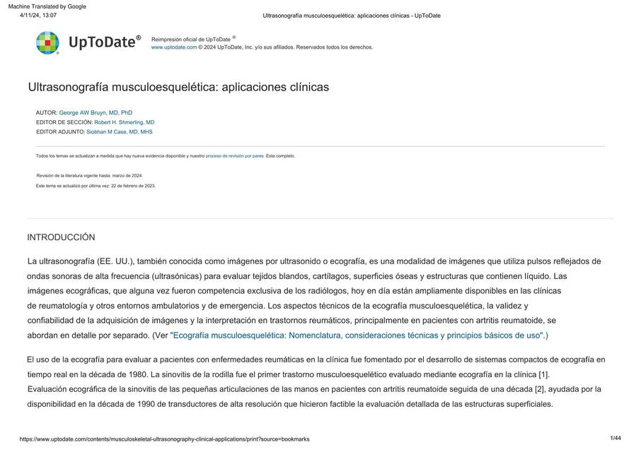 Ultrasonografía Musculoesquelética 