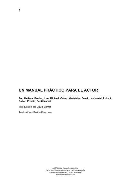 Manual Práctico para el Actor 