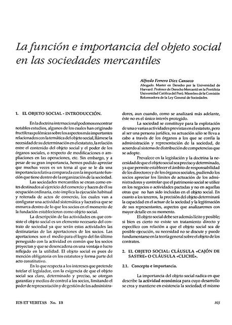 La función e importancia del objeto social  en las sociedades mercantiles 