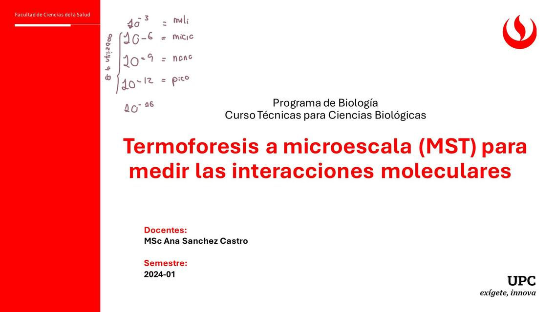 Termoforesis a Microescala para Medir las Interacciones Moleculares 