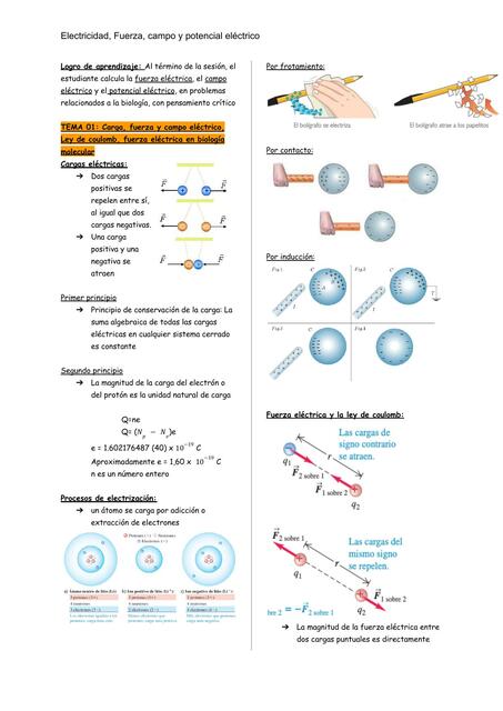 Electricidad, Fuerza, Campo y Potencial Eléctrico 