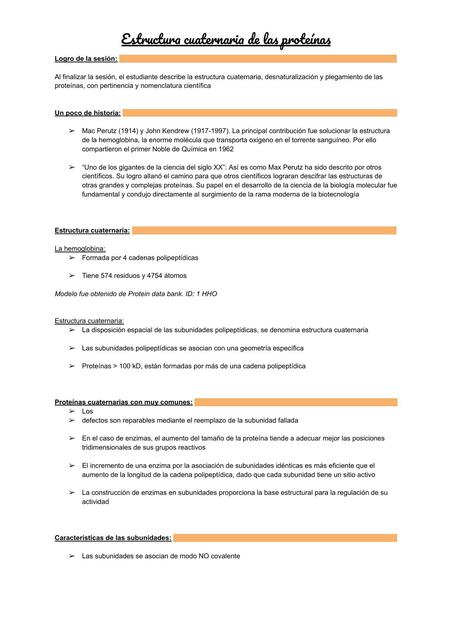 Estructura cuaternaria de las proteínas 